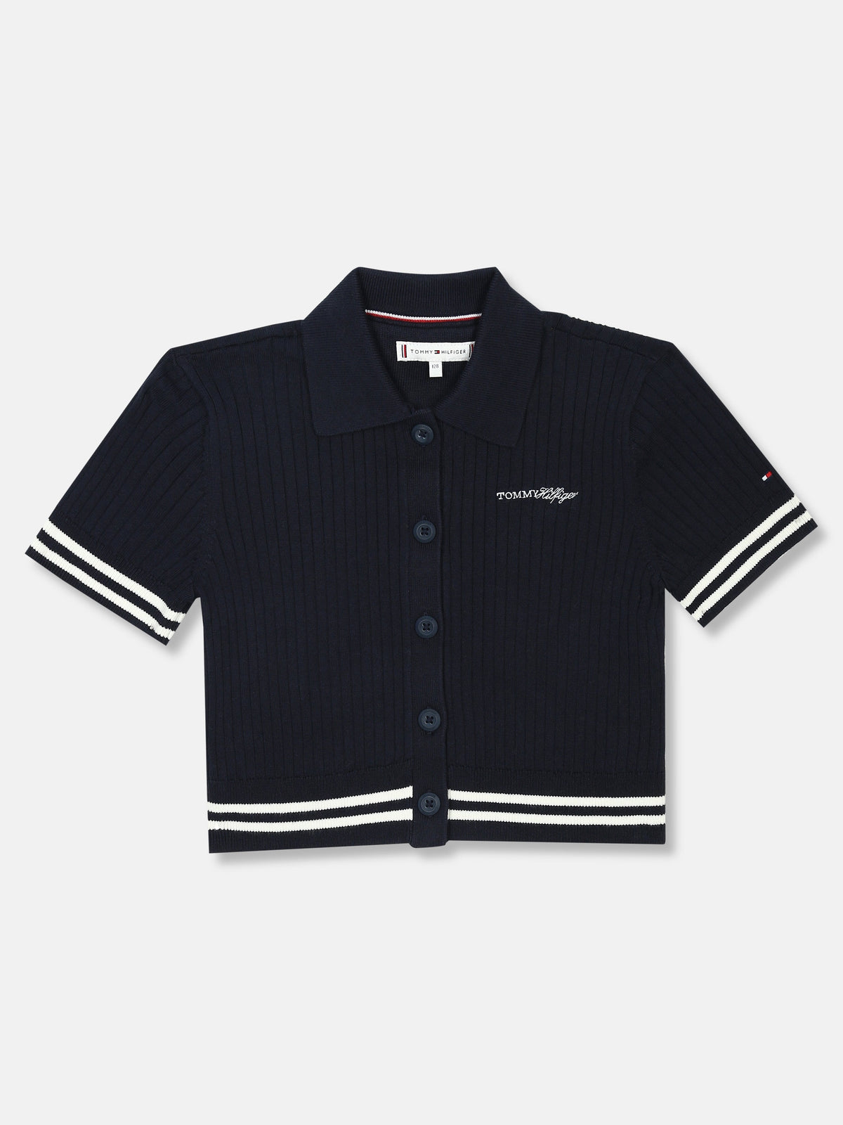 Girls Solid Regular Fit Cotton Polo T-Shirt Dark Night Navy