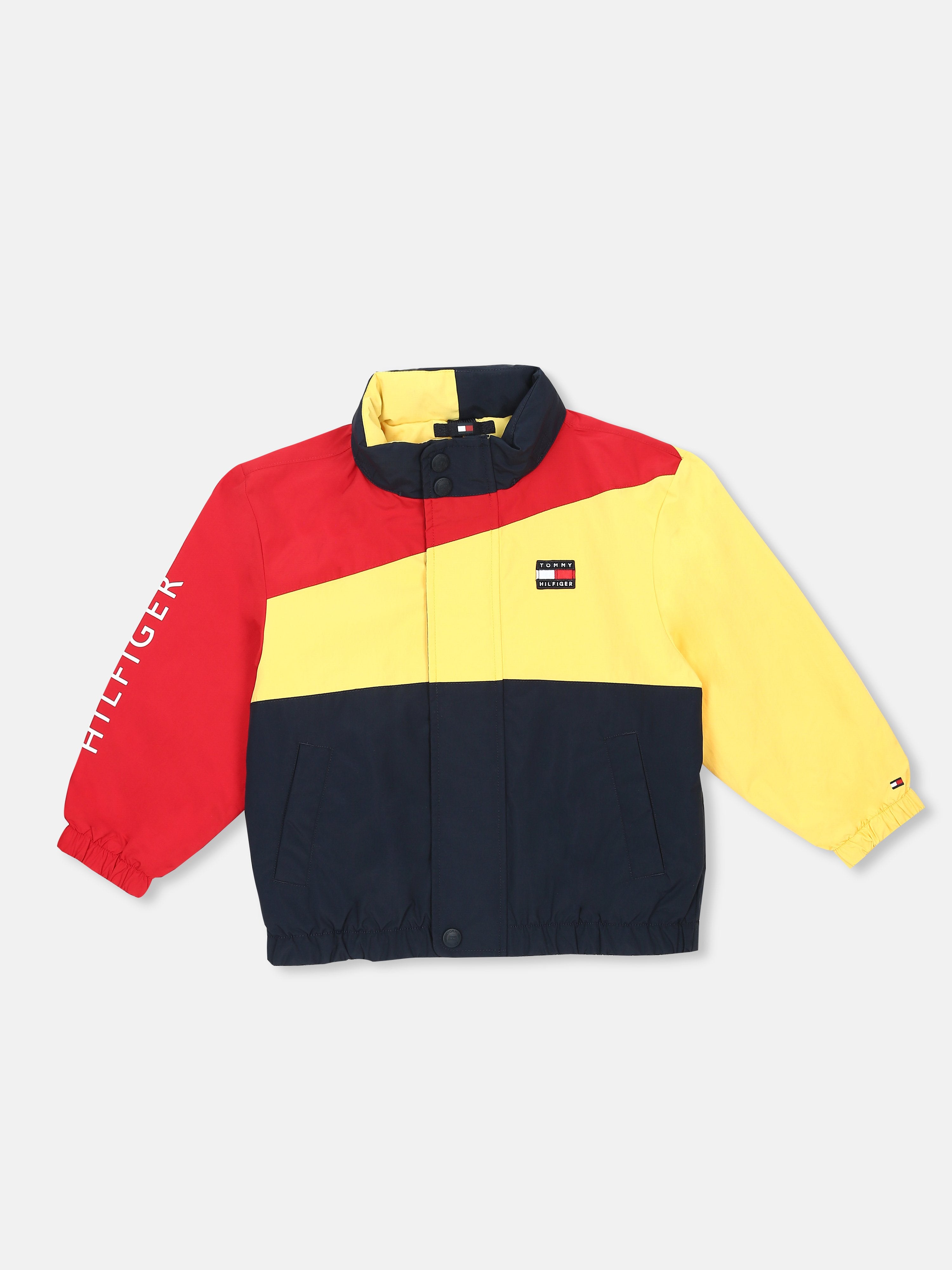 Colorblock Navy Recycled Nylon Track Jacket for Boys