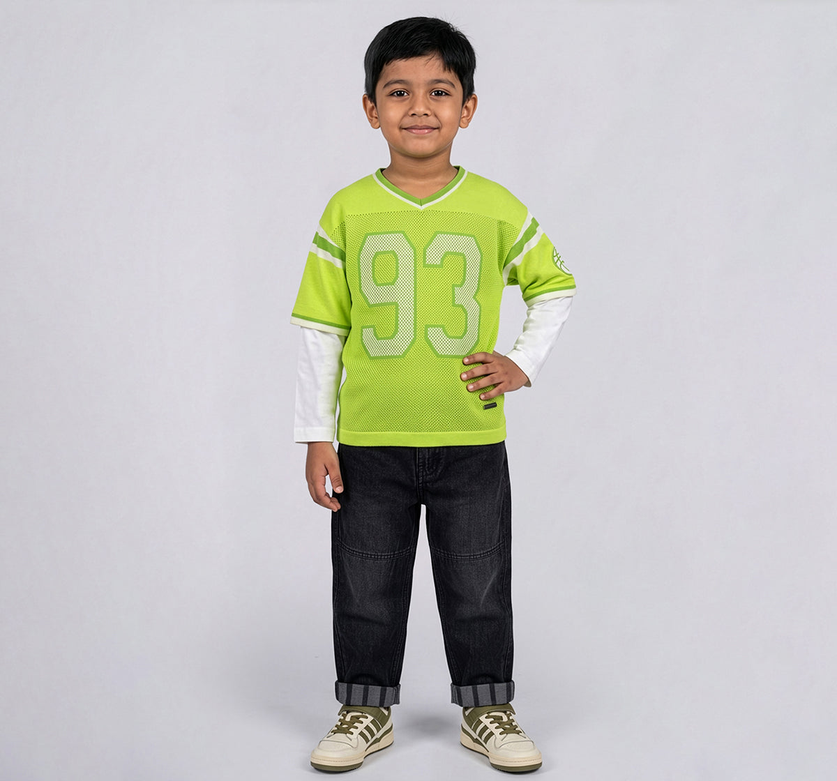 Flatknit T-Shirt with Doctor Sleeve Neon Green