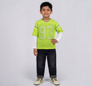 Flatknit T-Shirt with Doctor Sleeve Neon Green