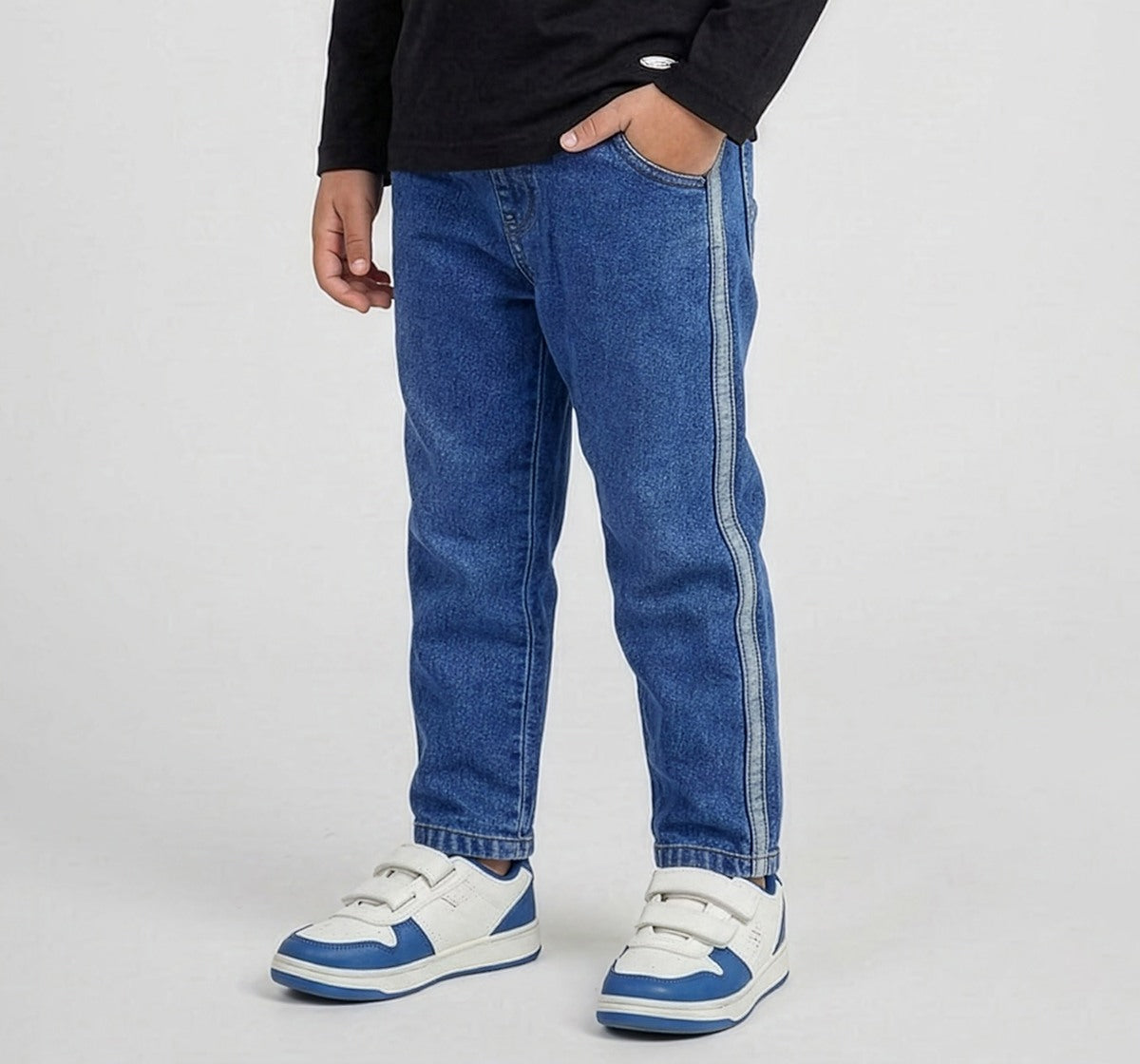 Denim Jogger with Cut and Sew Blue