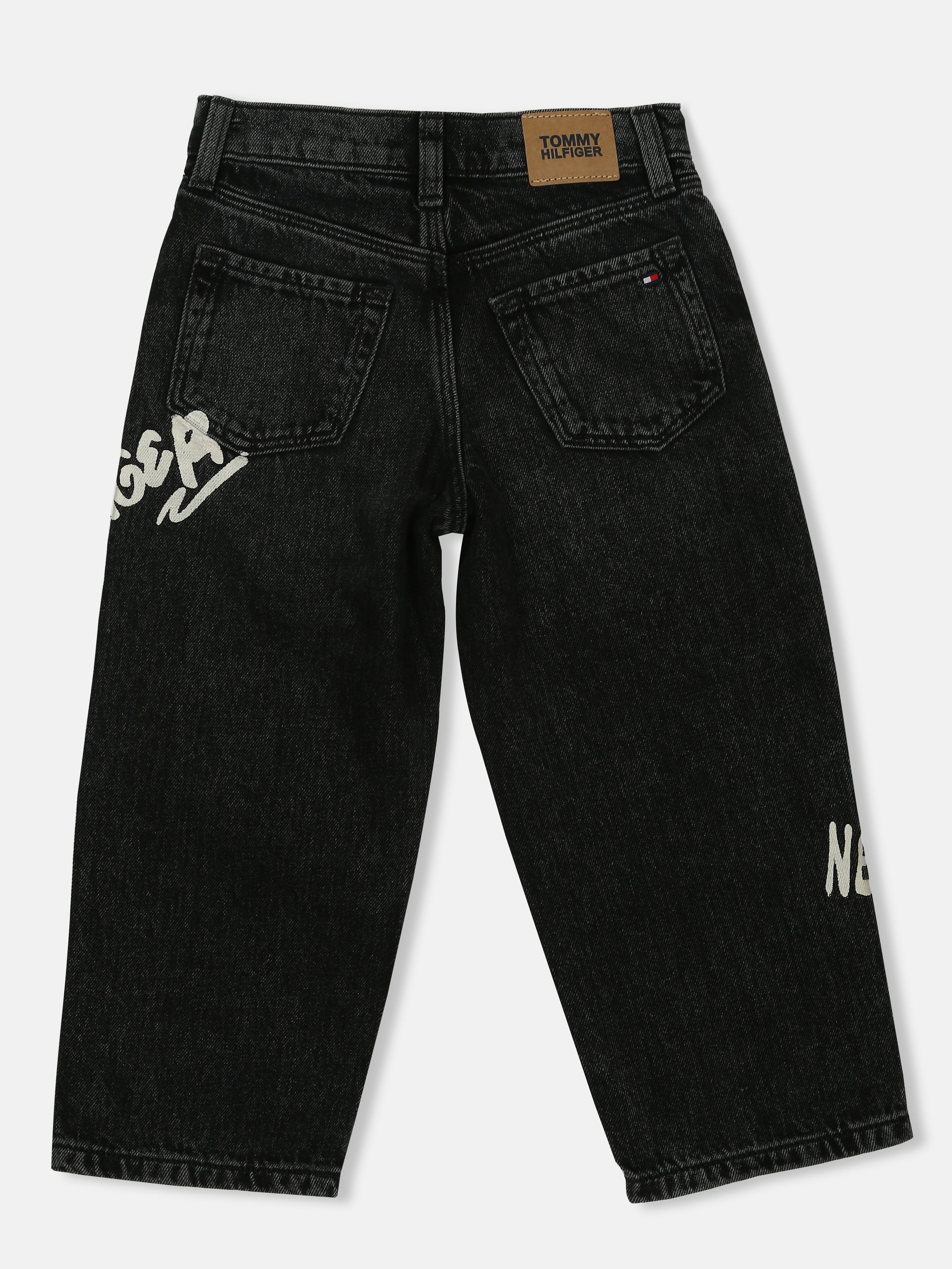 Printed Black Lyocell Blend Loose Fit Jeans for Boys