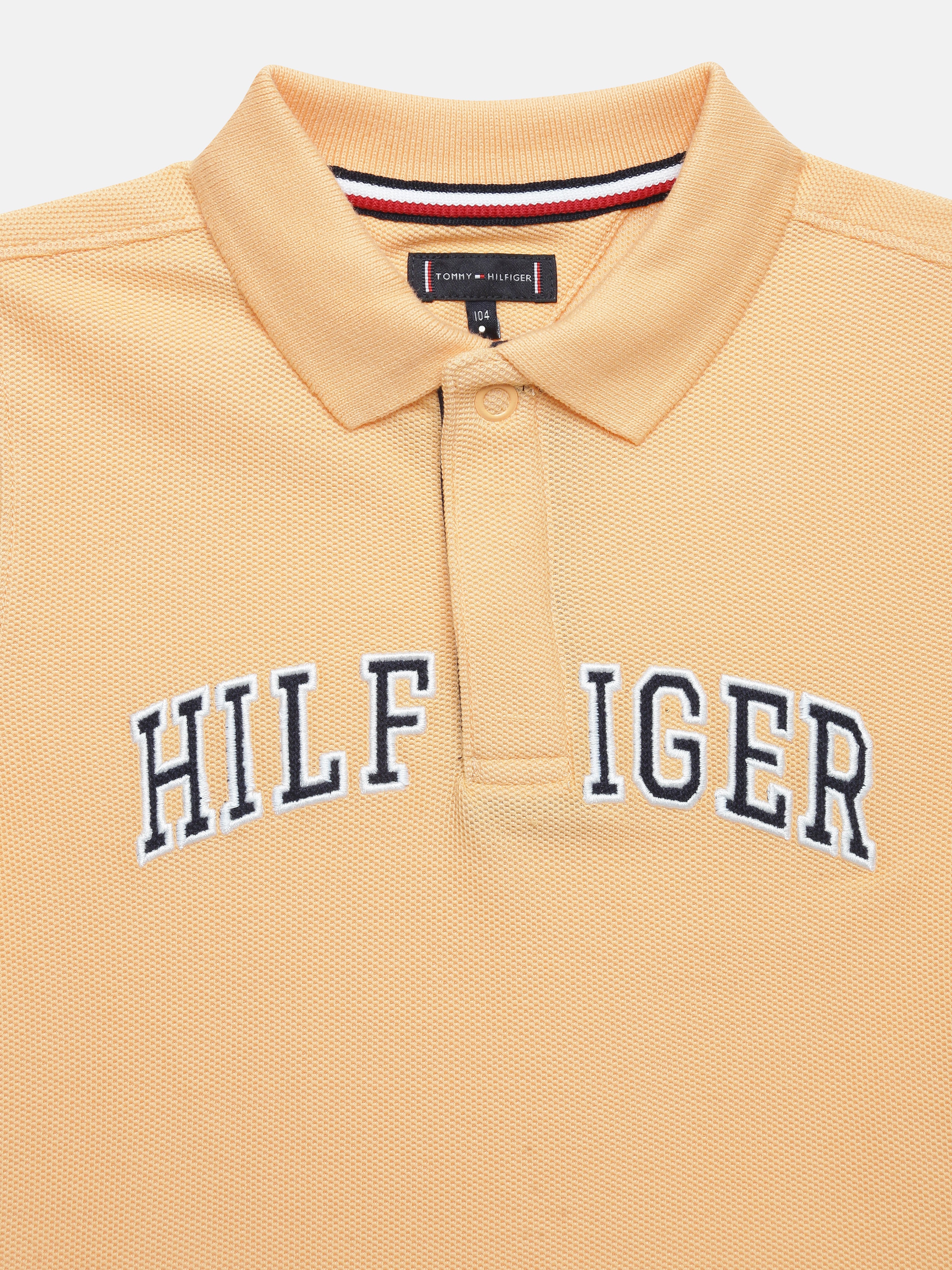 Boys Orange Logo Cotton Blend Polo Knit Top Regular Fit