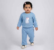 Sweatshirt & Bottom Set with Bow Details Blue