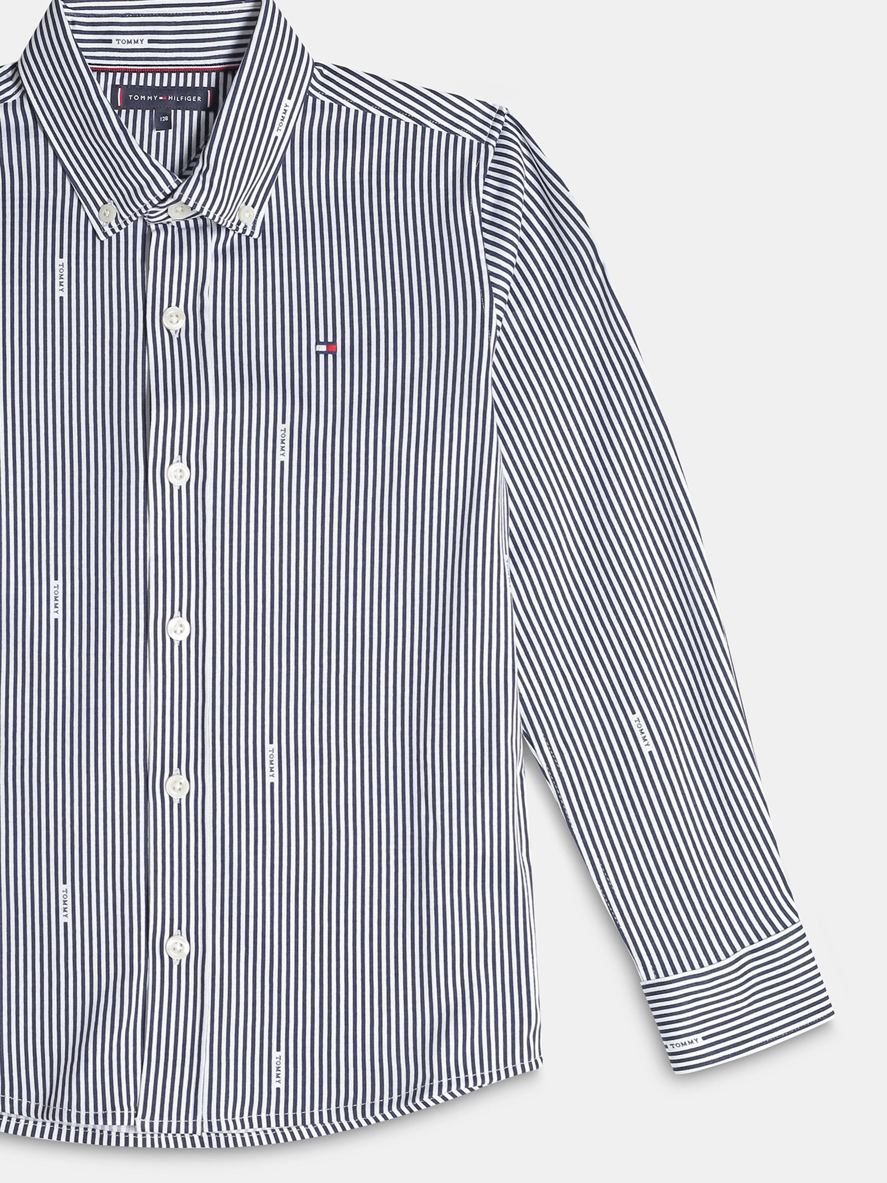 Girls Blue Striped Cotton Woven Top