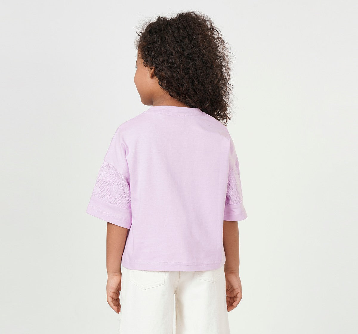 T Shirt with Lace Panels Lilac