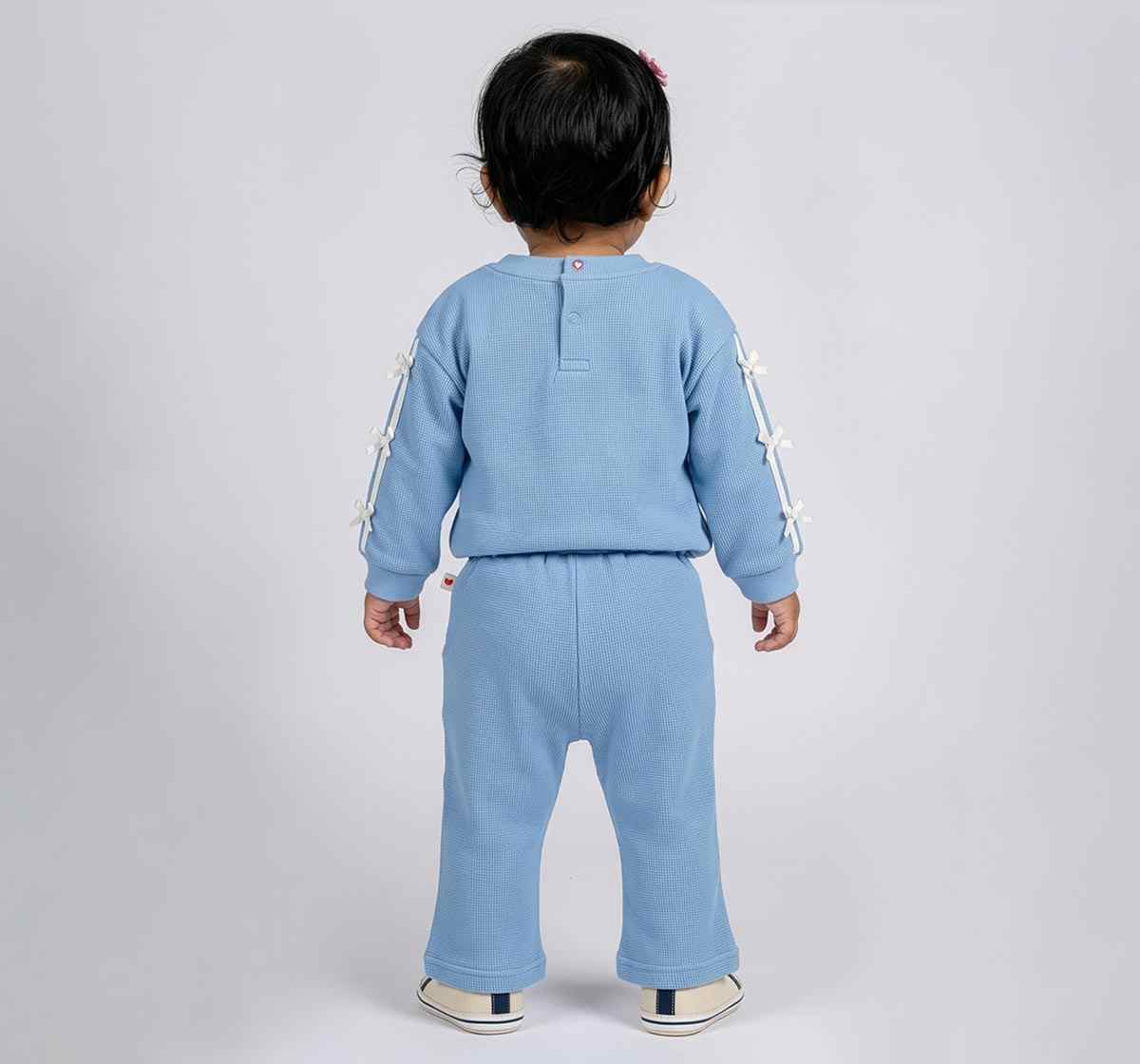 Sweatshirt & Bottom Set with Bow Details Blue
