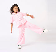 Collared Top with Pant Set Pink