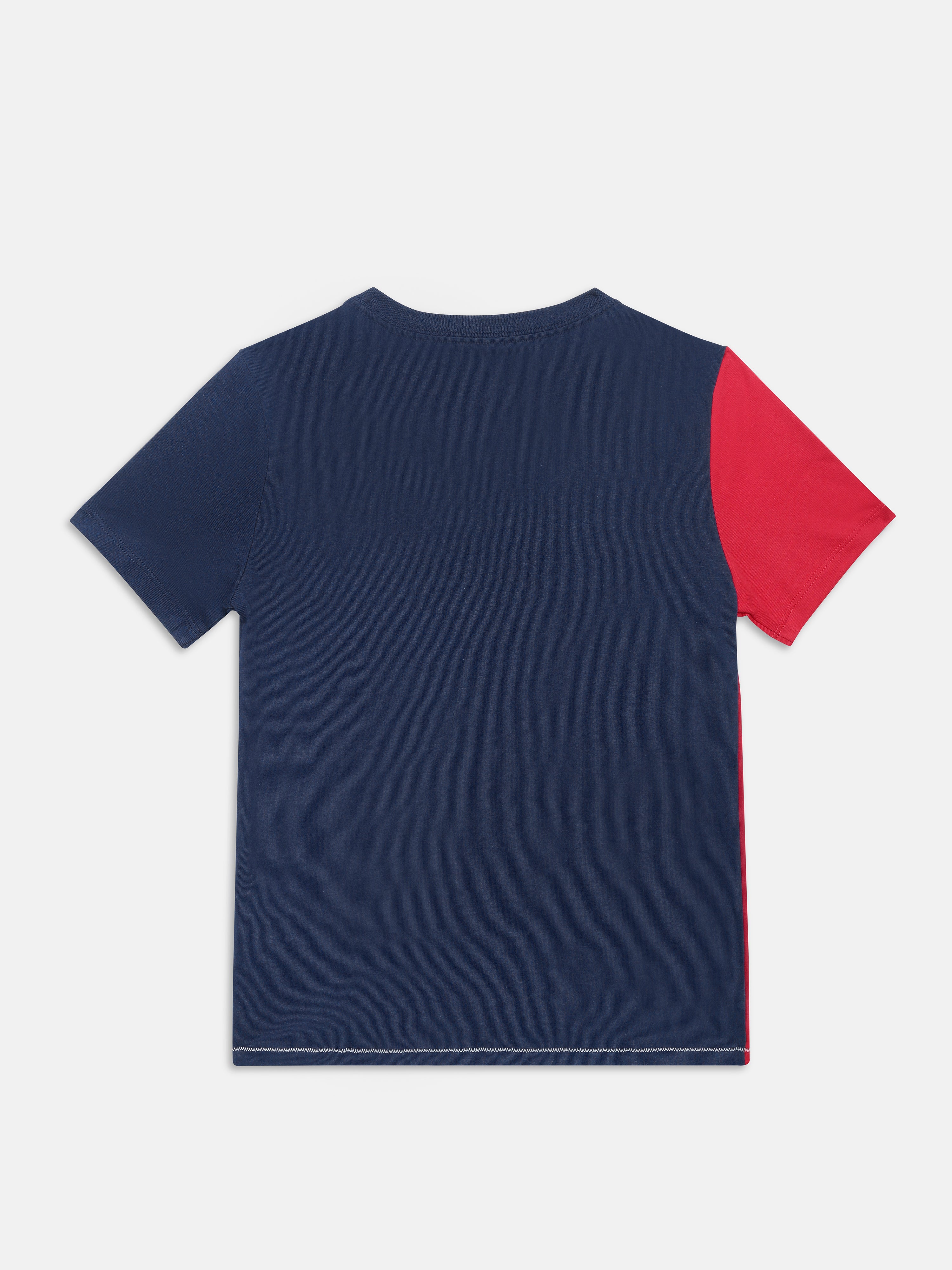 Boys Navy Cotton Colorblock Casual Knit T-Shirt
