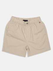 Boys Beige Solid Cotton Blend Non-Denim Bottom Regular Fit