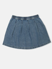 Girls Regular Fit Solid Mid Rise Skirt Light Med Wash