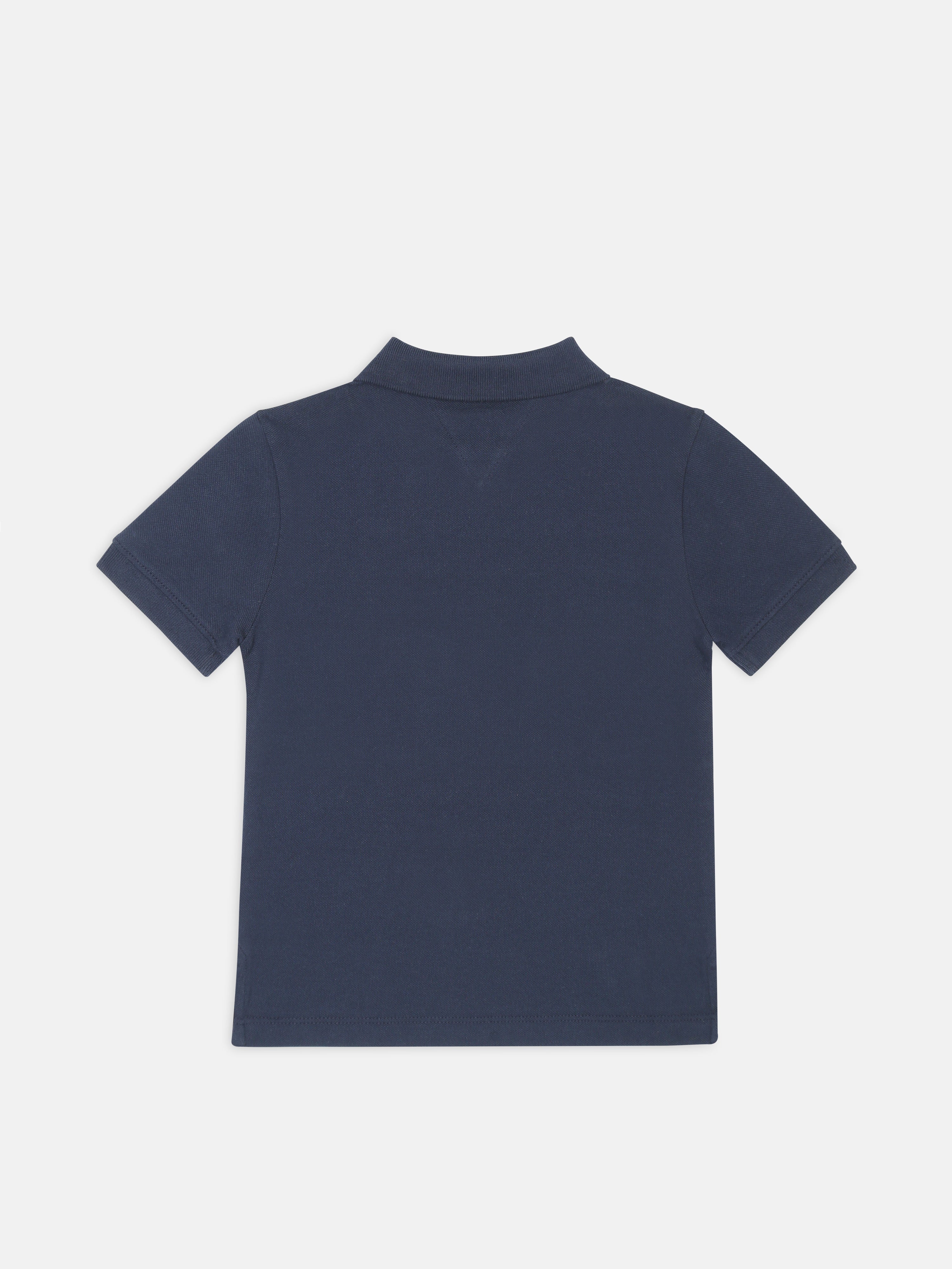 Boys Navy Colorblock Cotton Polo Knit Top Regular Fit