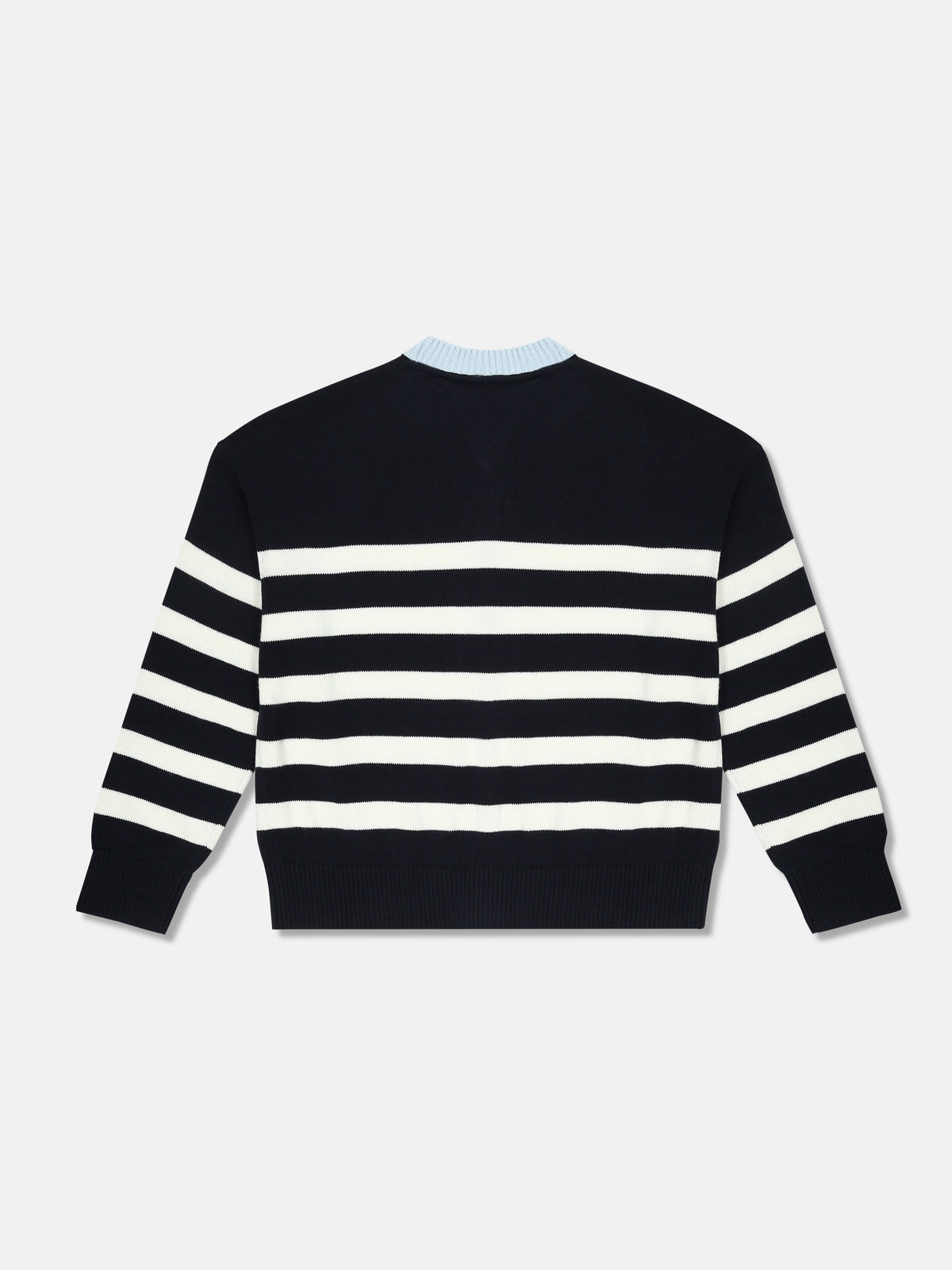 Girls Relaxed Fit Crew Neck Cardigan Dark Night Navy Stripes
