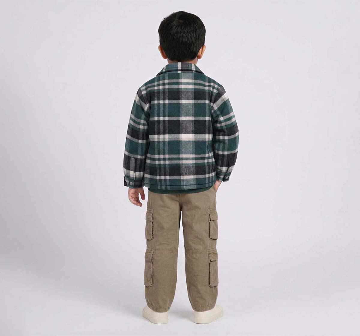 Yarn Dyed Checks Puffer Jacket Green