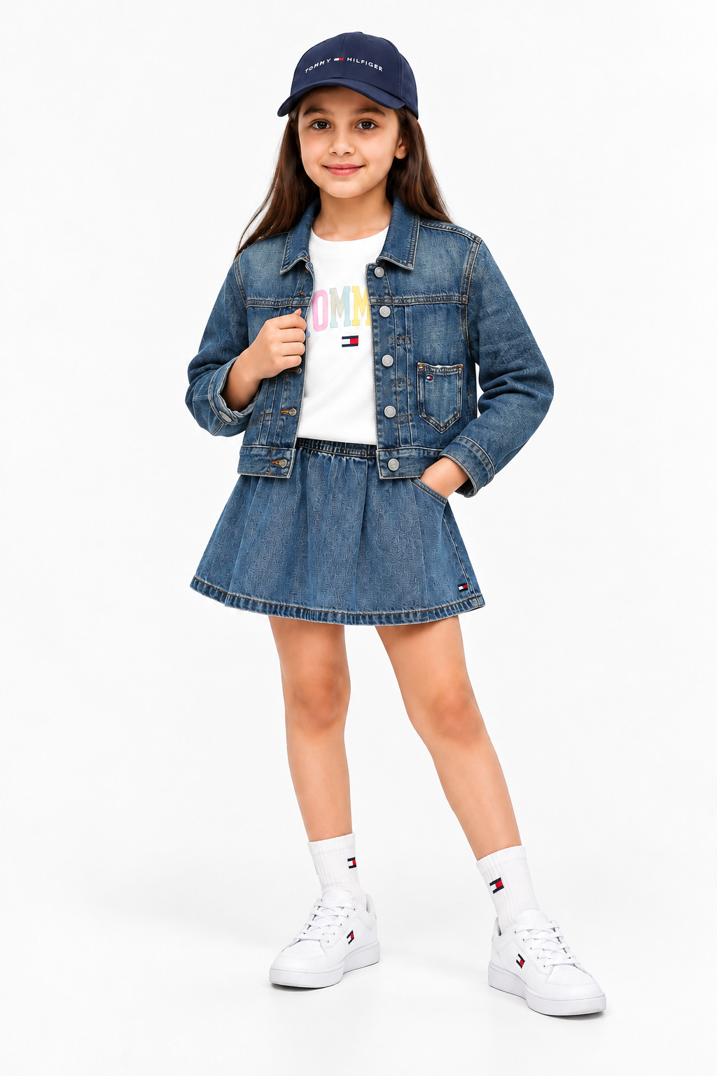 Girls Regular Fit Spread Collar Denim Jacket Islandblue