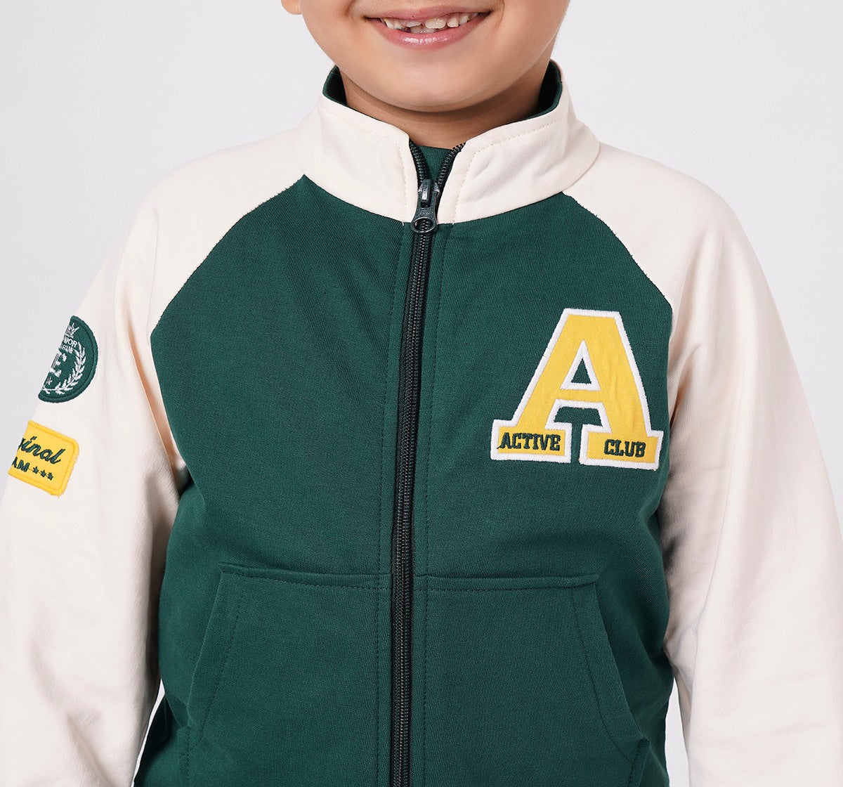Raglan Sleeve Colorblock Jacket Green