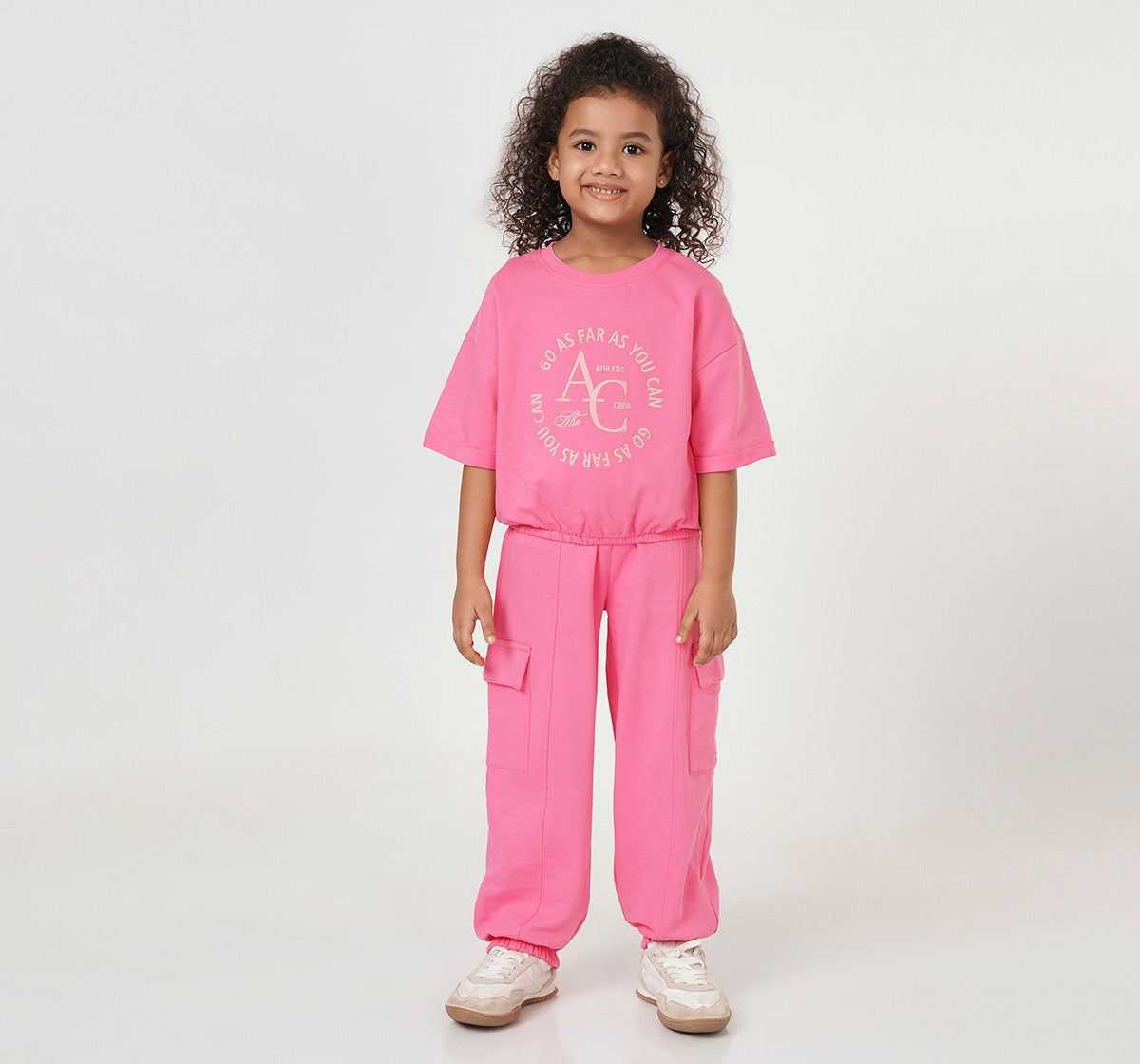 Anti Fit T-Shirt with Jogger Set Pink