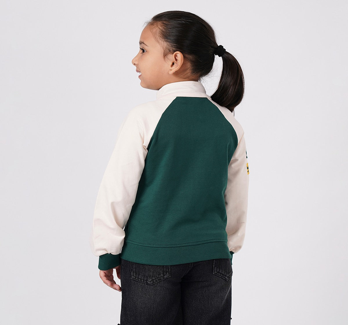 Raglan Sleeve Colorblock Jacket Green