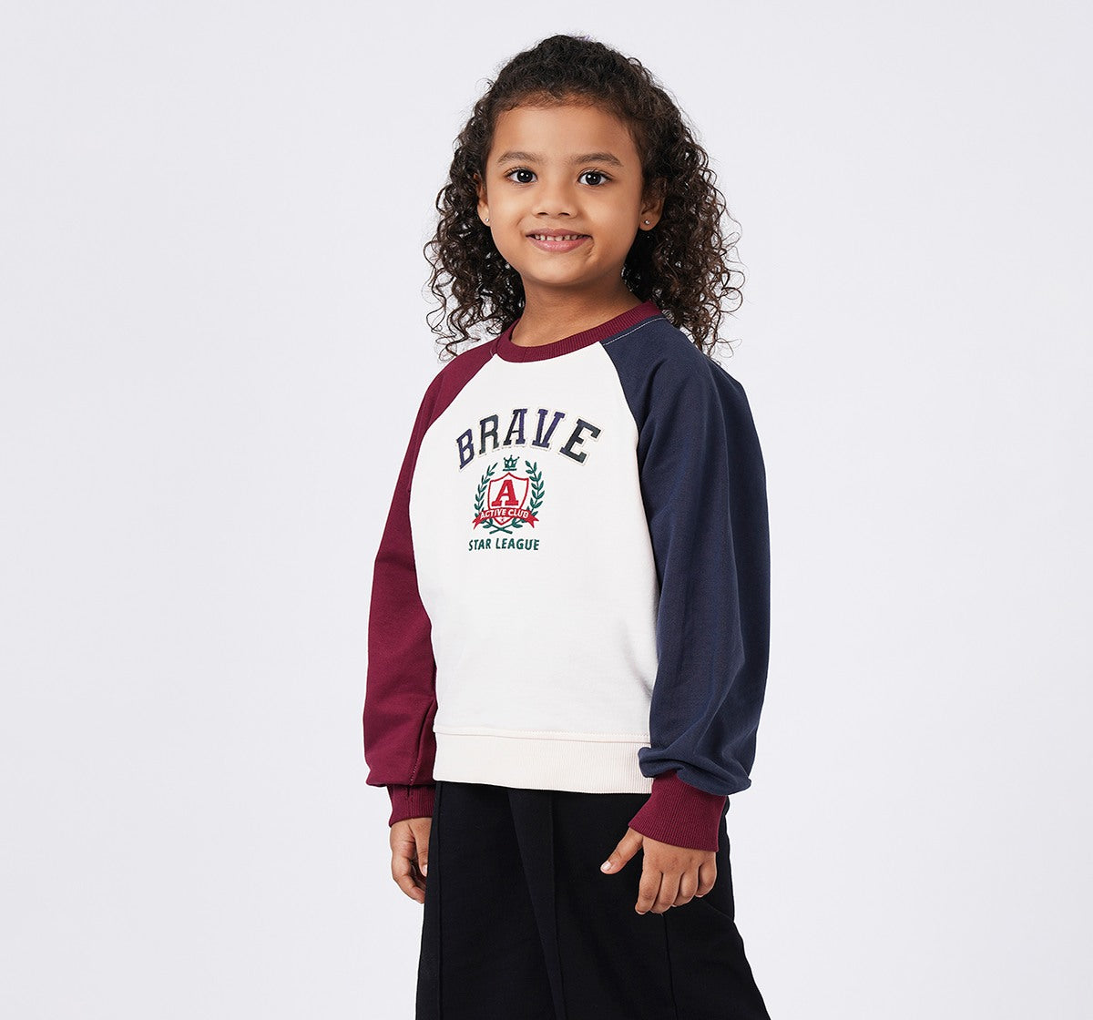 Colour Block Raglan Sleeve Sweatshirt Cranberry