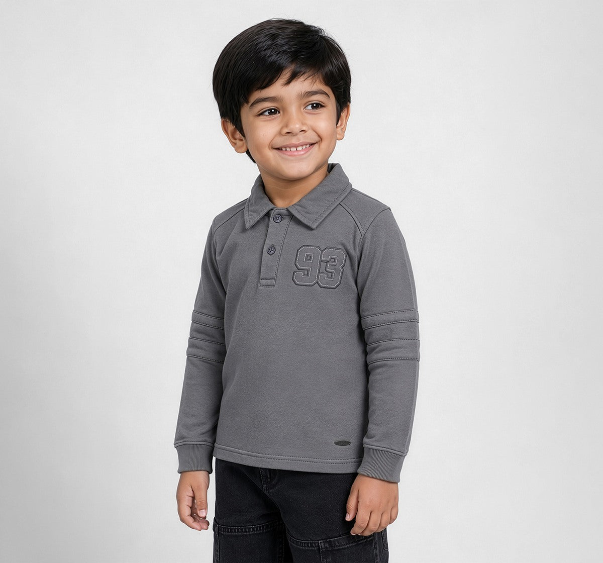 Full Sleeves Rugby Polo T-Shirt Grey