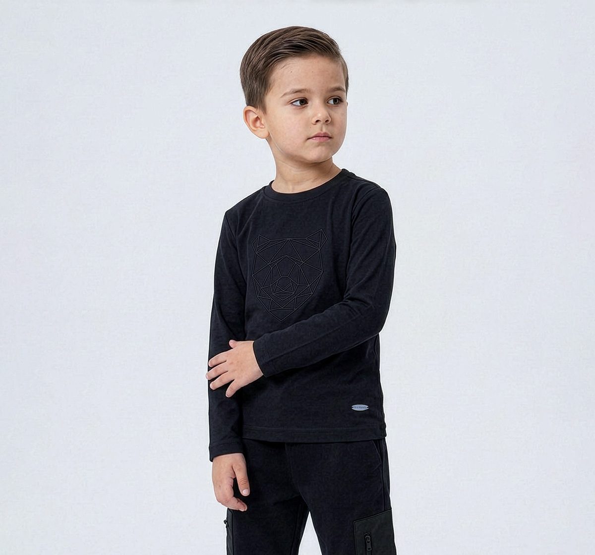 Full Sleeves T-Shirt Withembroidery Detail Black