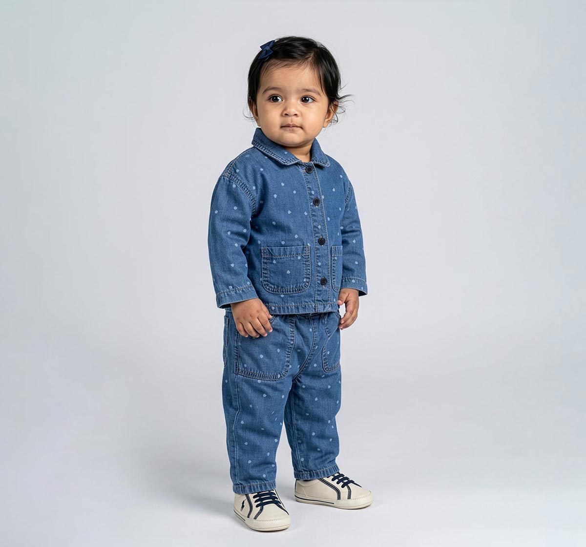 Printed Shacket & Denim Set Blue