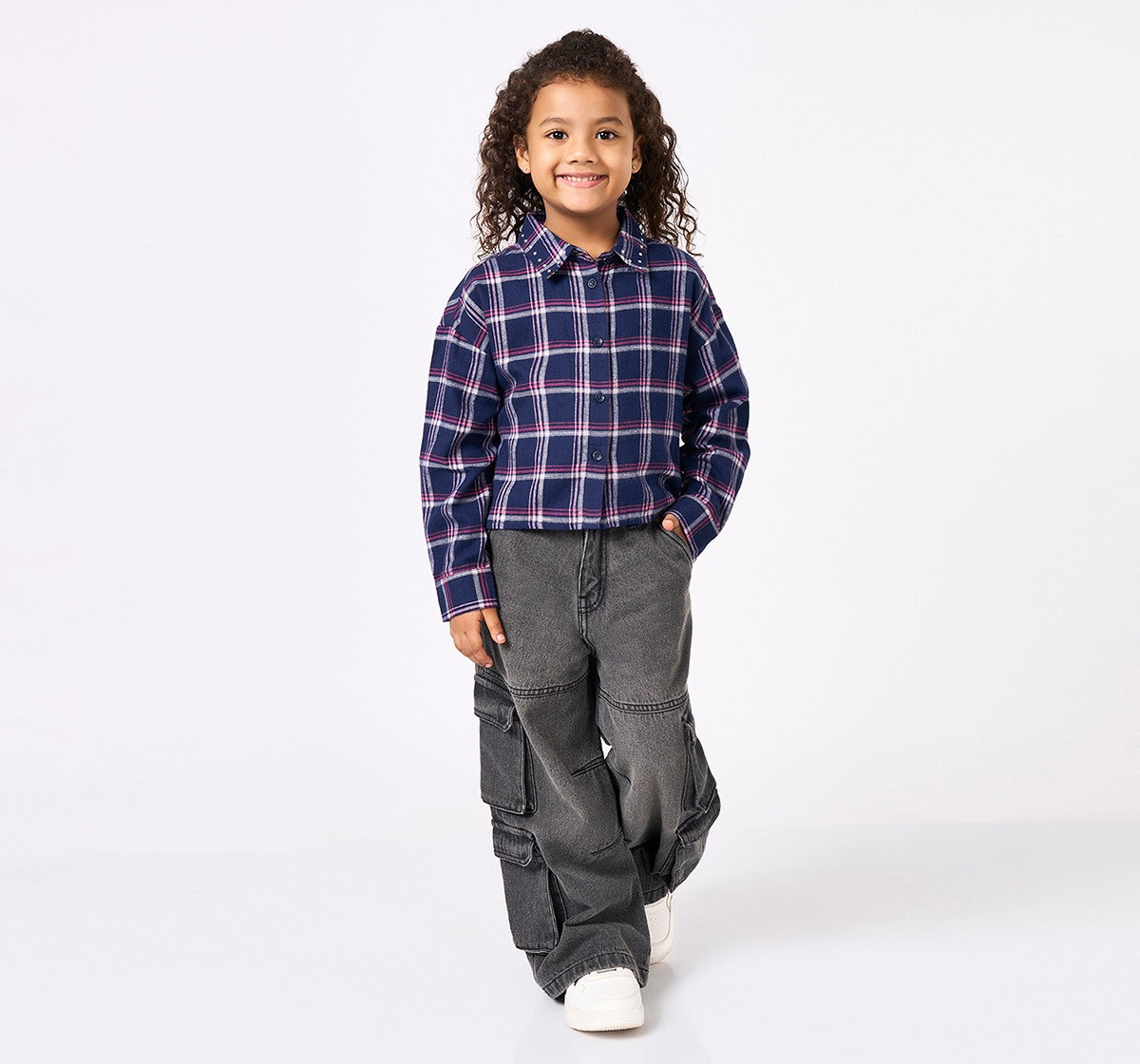 Y/D Check with Silver Lurex Shirt Blue