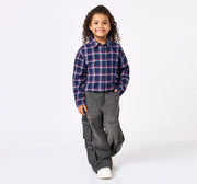 Y/D Check with Silver Lurex Shirt Blue