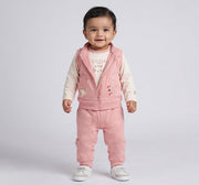 3 Pc Knit Set- Vest,Jogger & Tee Peach
