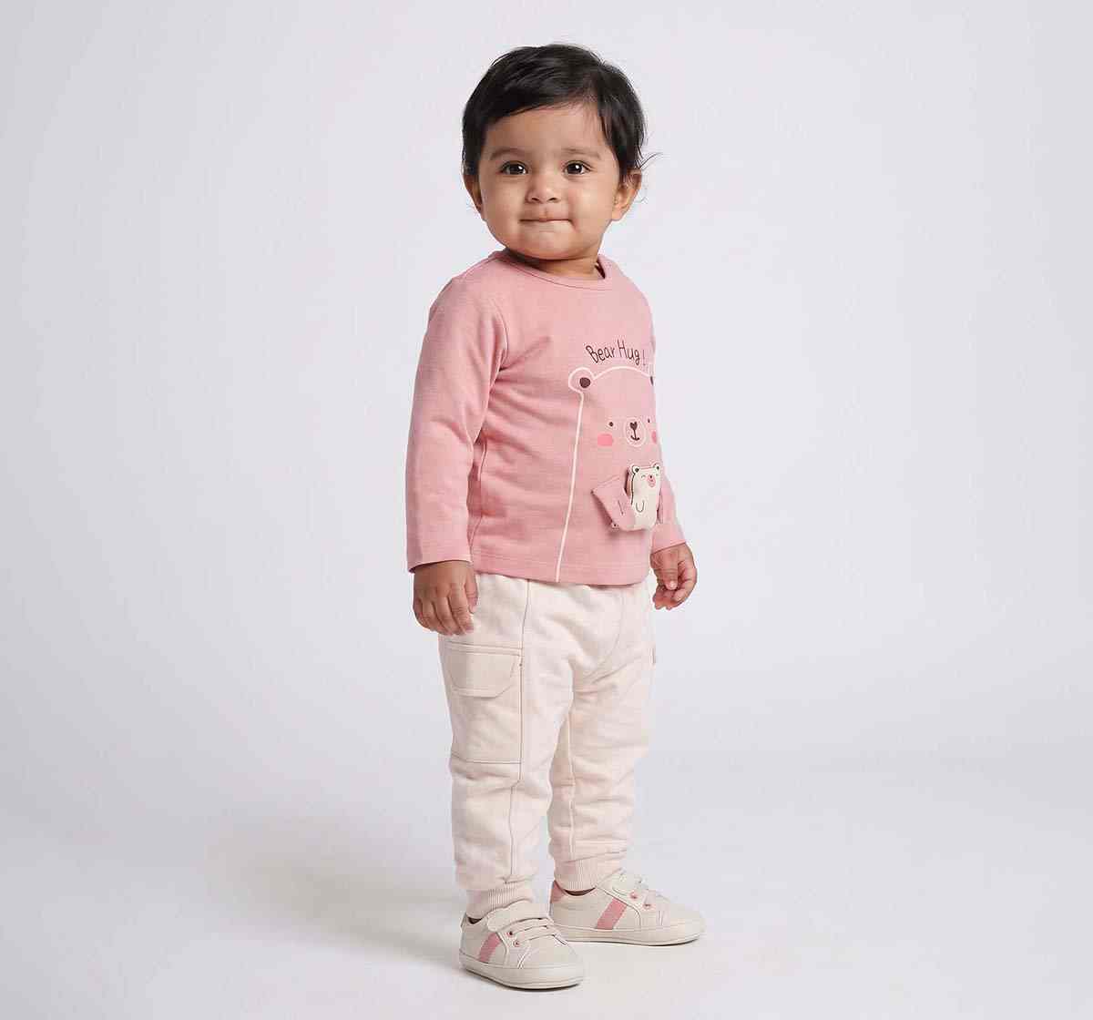 T-Shirt with Applique & Jogger Set Peach