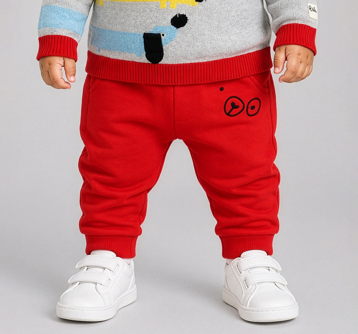 Knit Joggers with Pocket Detail Red