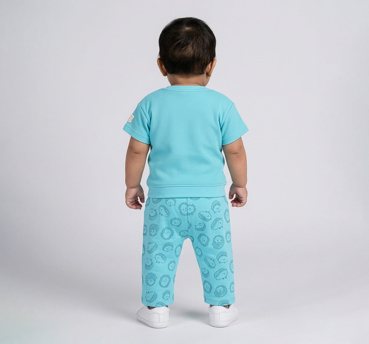 Waffle Tee & Aop Bottom Co-Ord Set Teal
