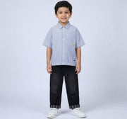 Denim Bottom with Print At Bottom Hem Black
