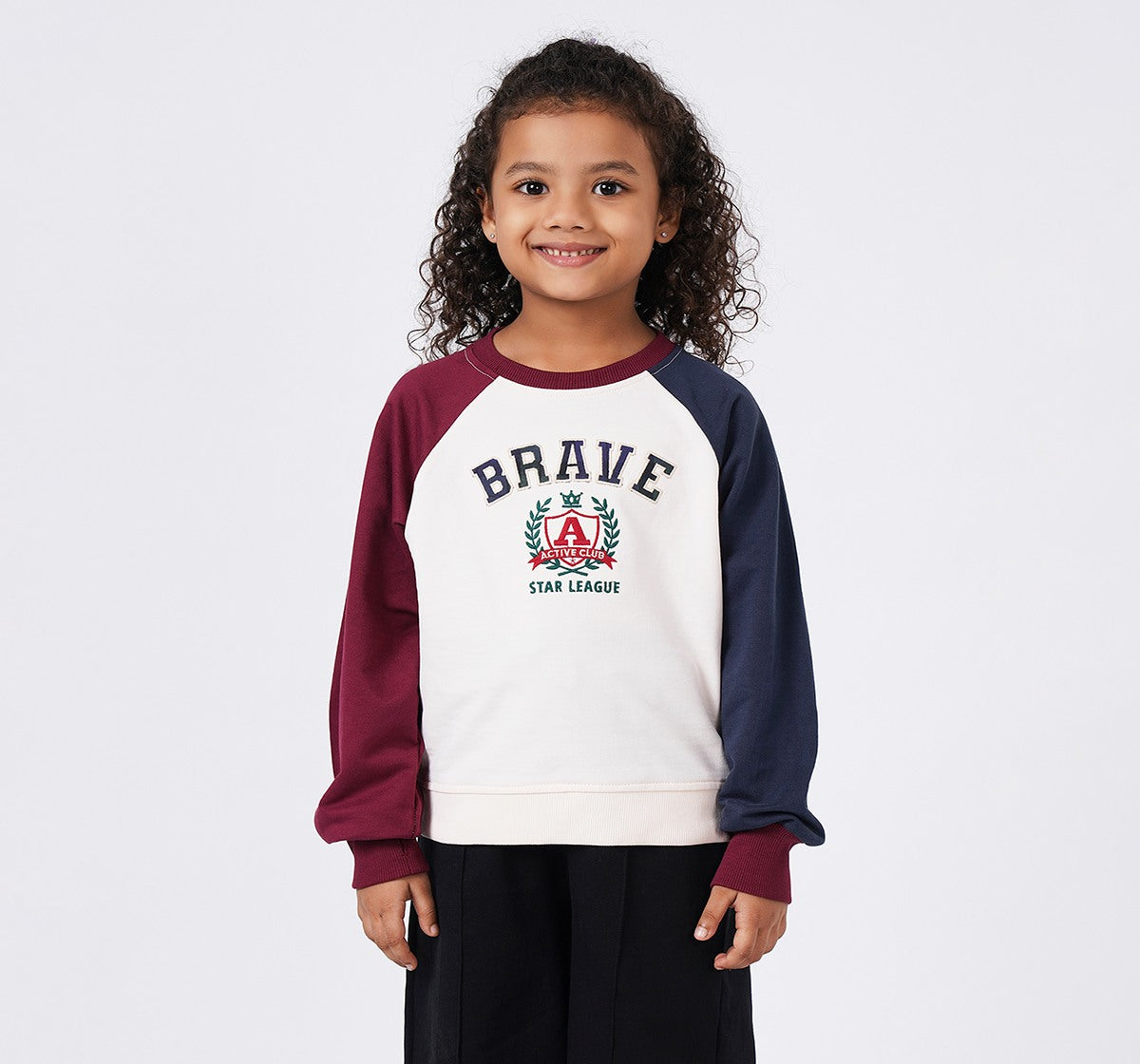 Colour Block Raglan Sleeve Sweatshirt Cranberry