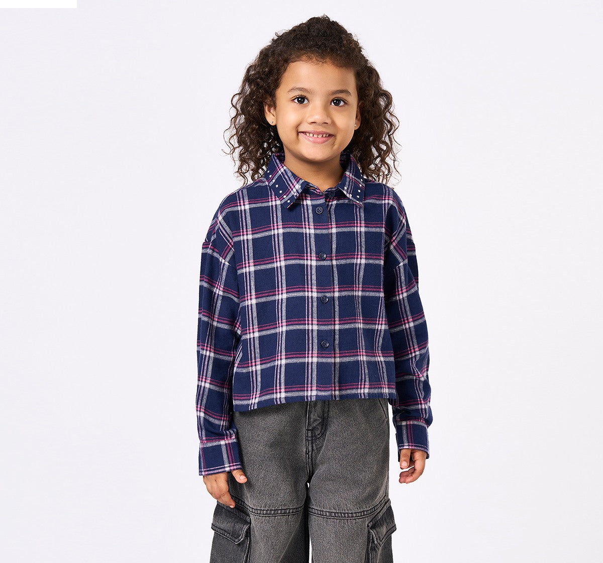 Y/D Check with Silver Lurex Shirt Blue