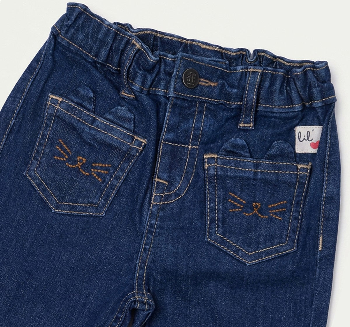 Flared Fit Denim with Cat Pockets Blue