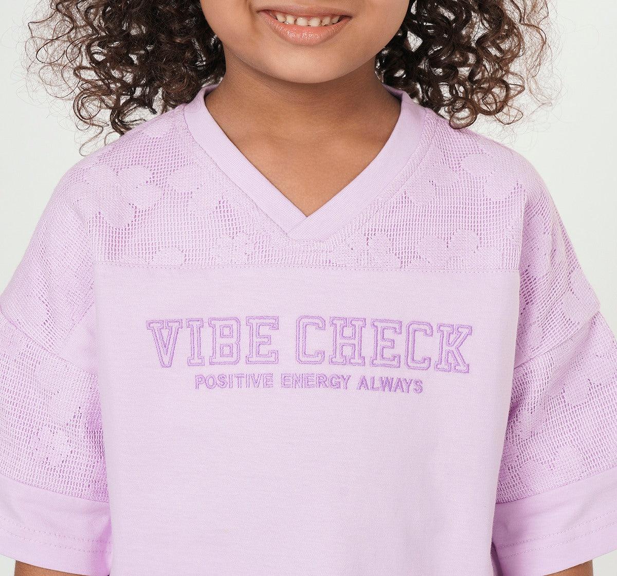 T Shirt with Lace Panels Lilac