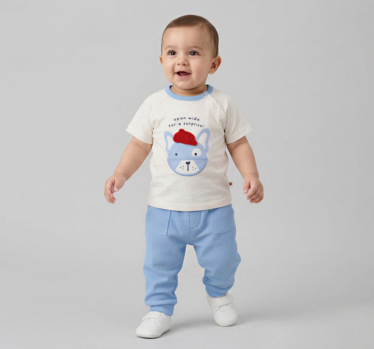 Interactive Print Tee & Jogger Set White/Blue