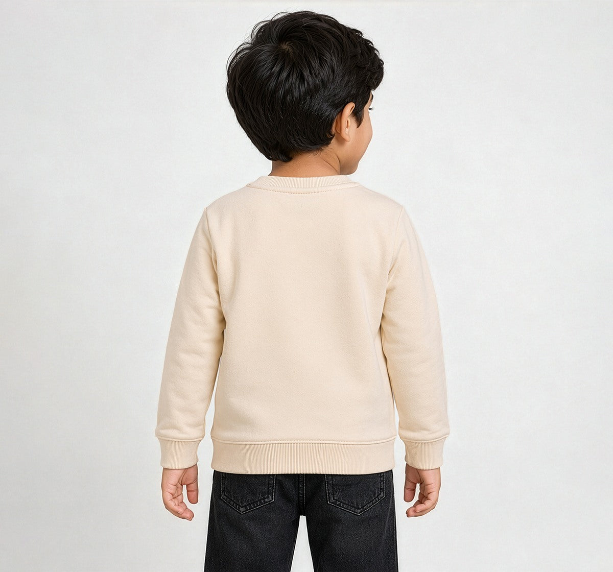 Aop Sweatshirt with Front Embroidery Beige