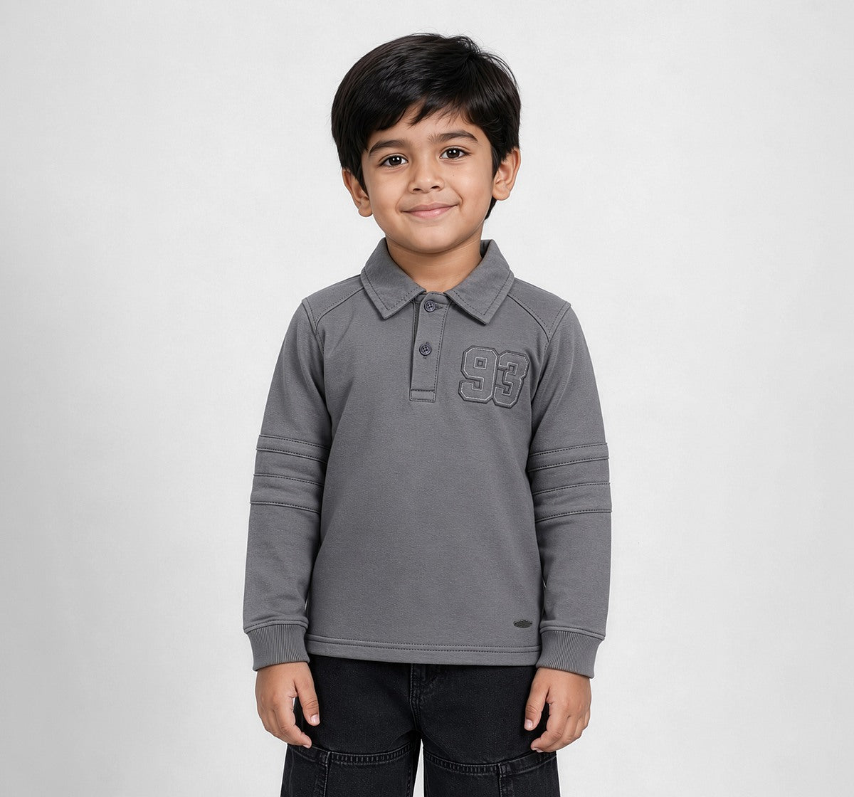 Full Sleeves Rugby Polo T-Shirt Grey