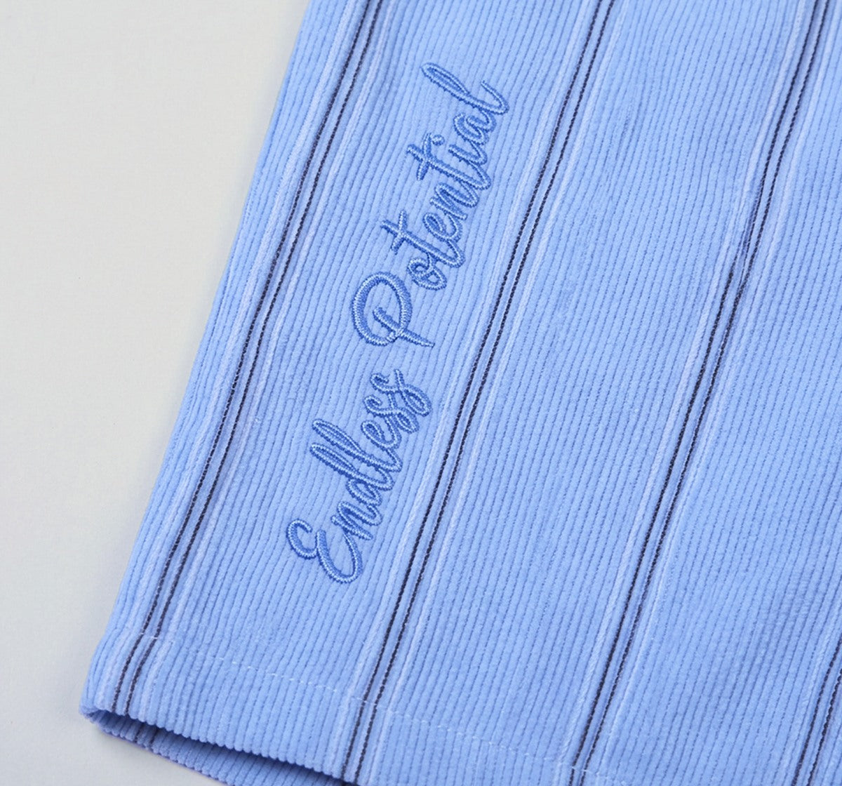 Half Sleeves Corduroy Striper Shirt Blue
