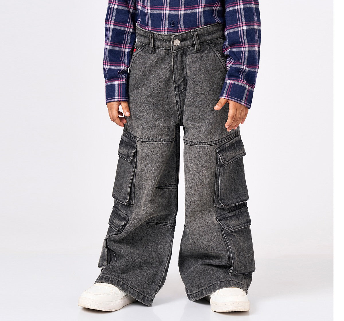 Wide Leg Fit Utility Jeans Black