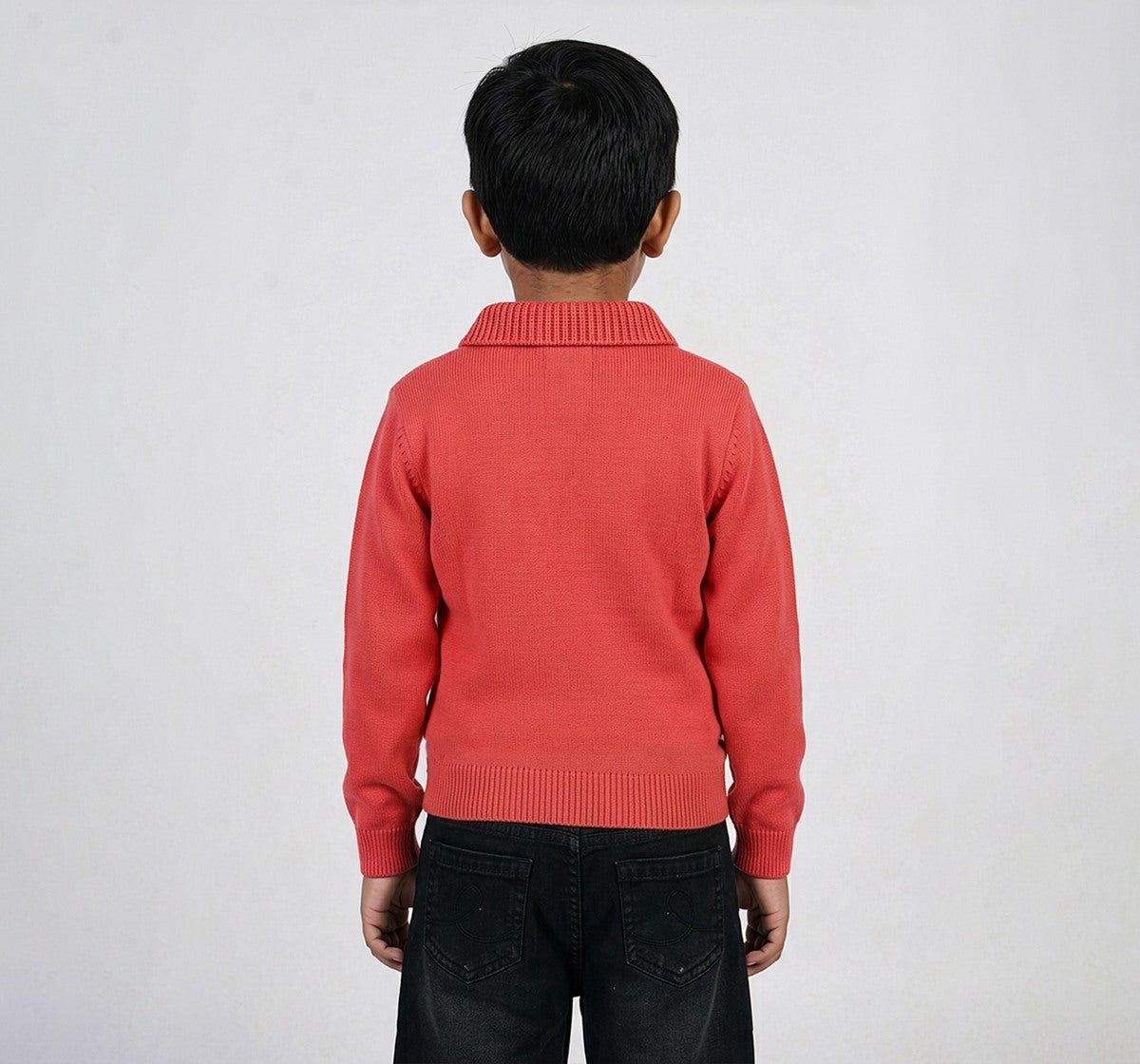 Flat Knit Polo Neck T-Shirt Red