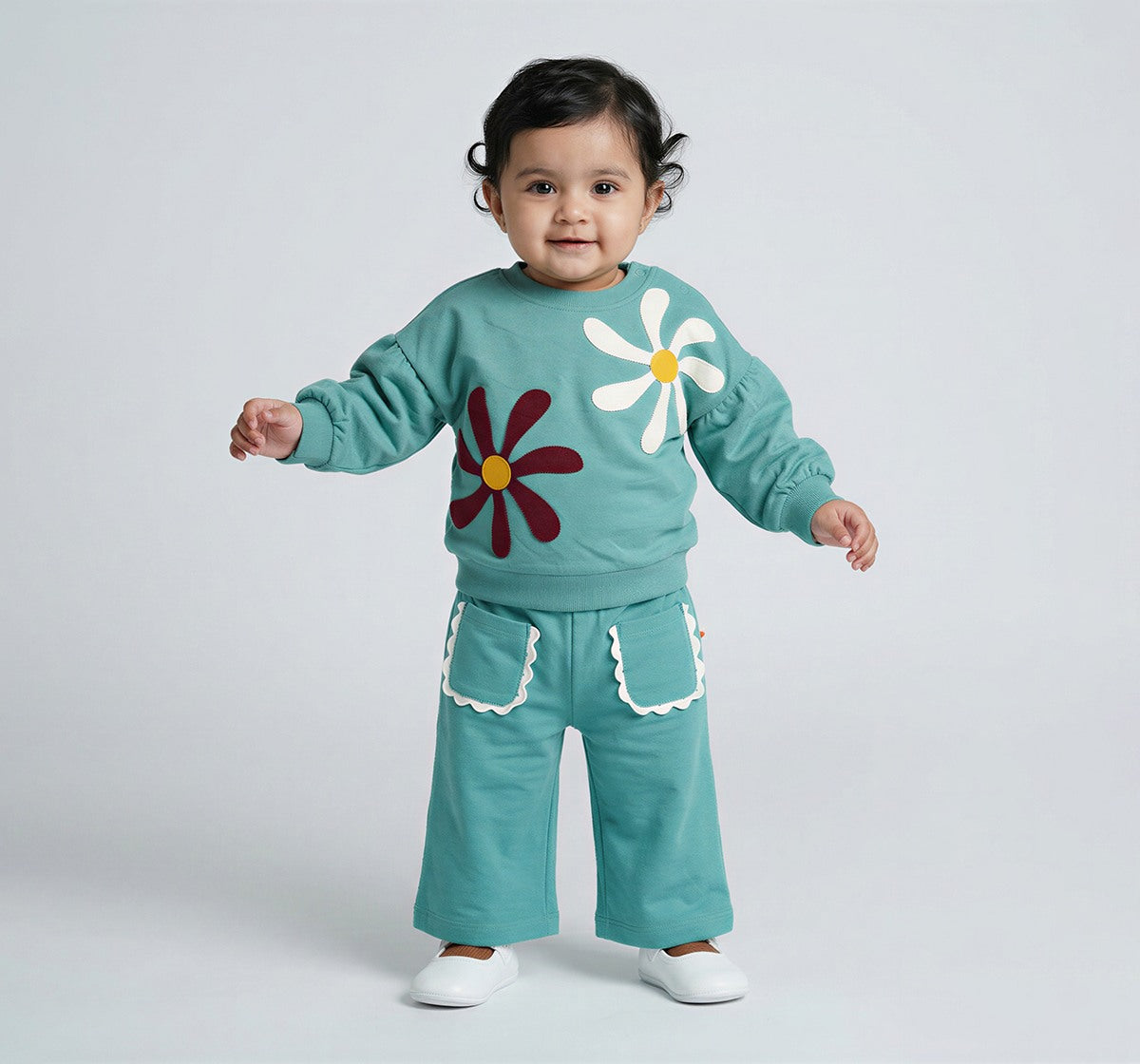 Solid Knit Trouser with Patch Pcoket Teal