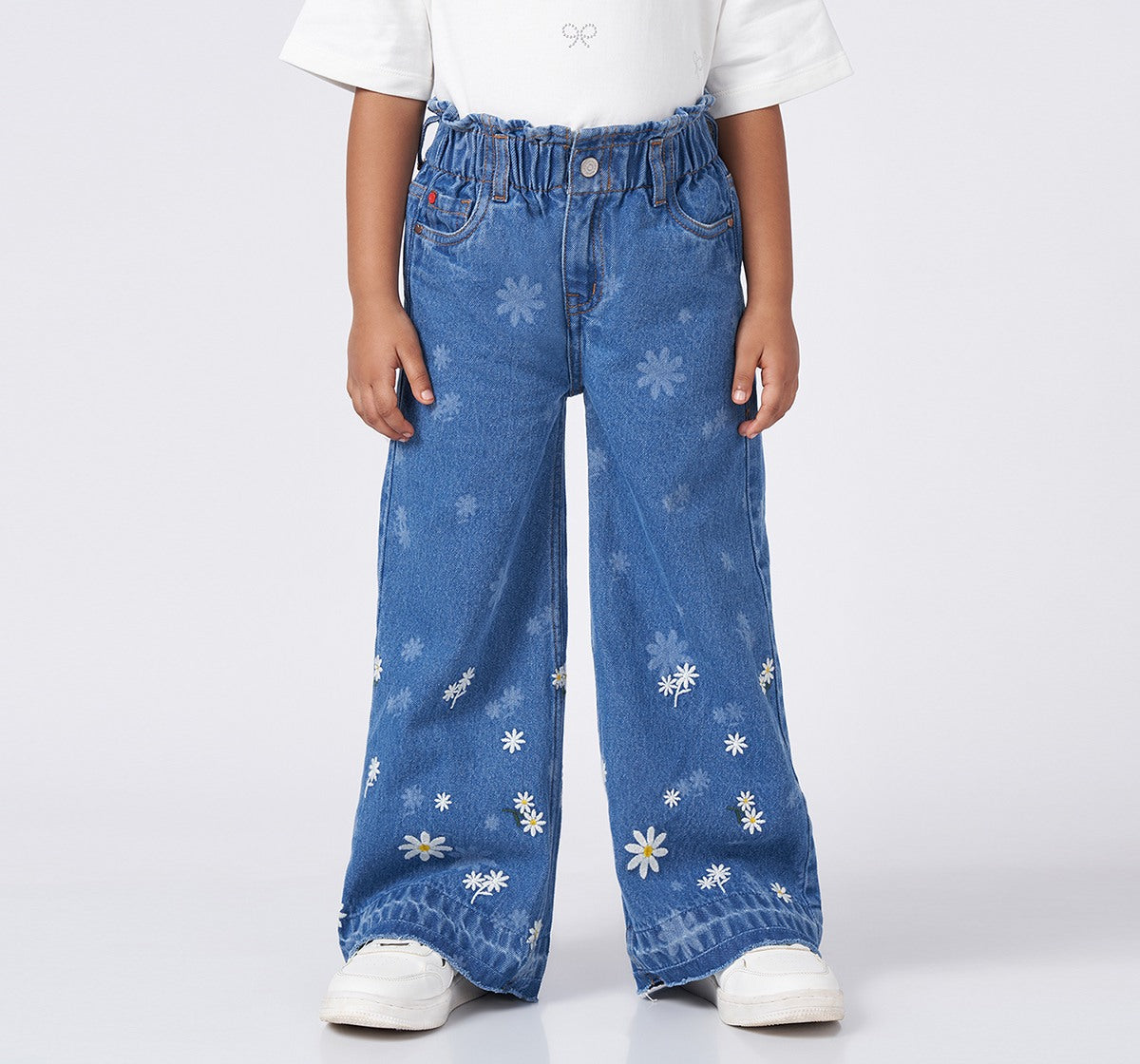 Wide Leg Fit with Laser Print Blue