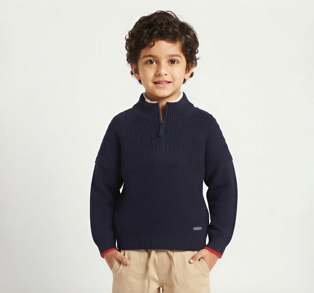 Flat Knit Turtle Neck Sweater Navy