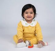 Sweatshirt with Woven Collar Yellow
