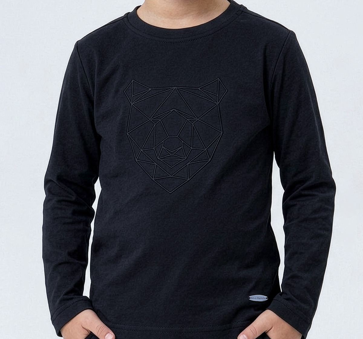 Full Sleeves T-Shirt Withembroidery Detail Black