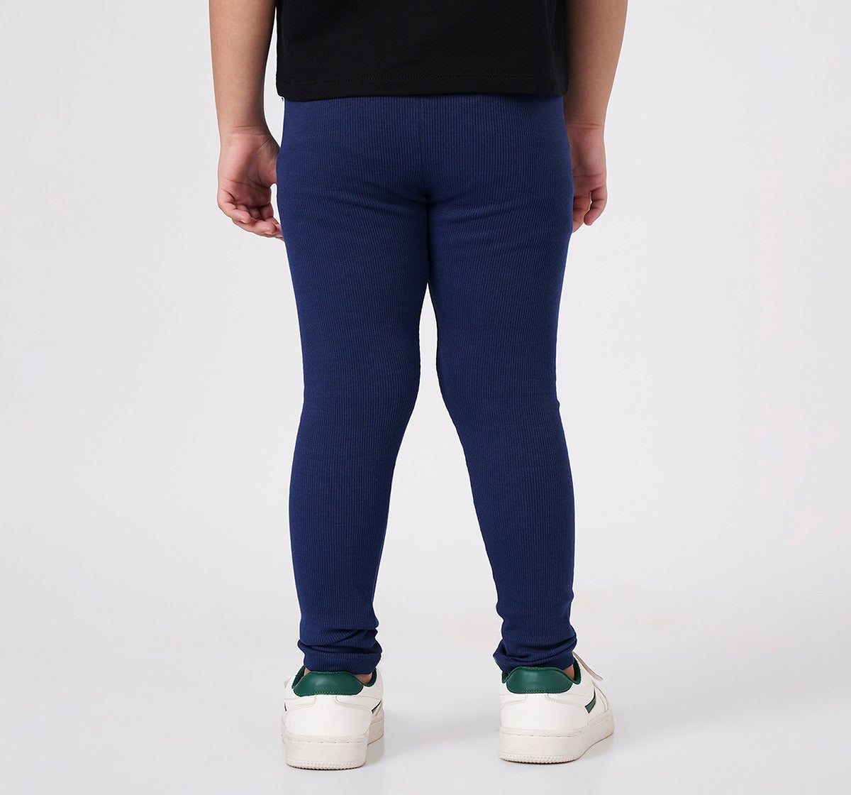 Girls Navy Blue Stretch Rib Leggings