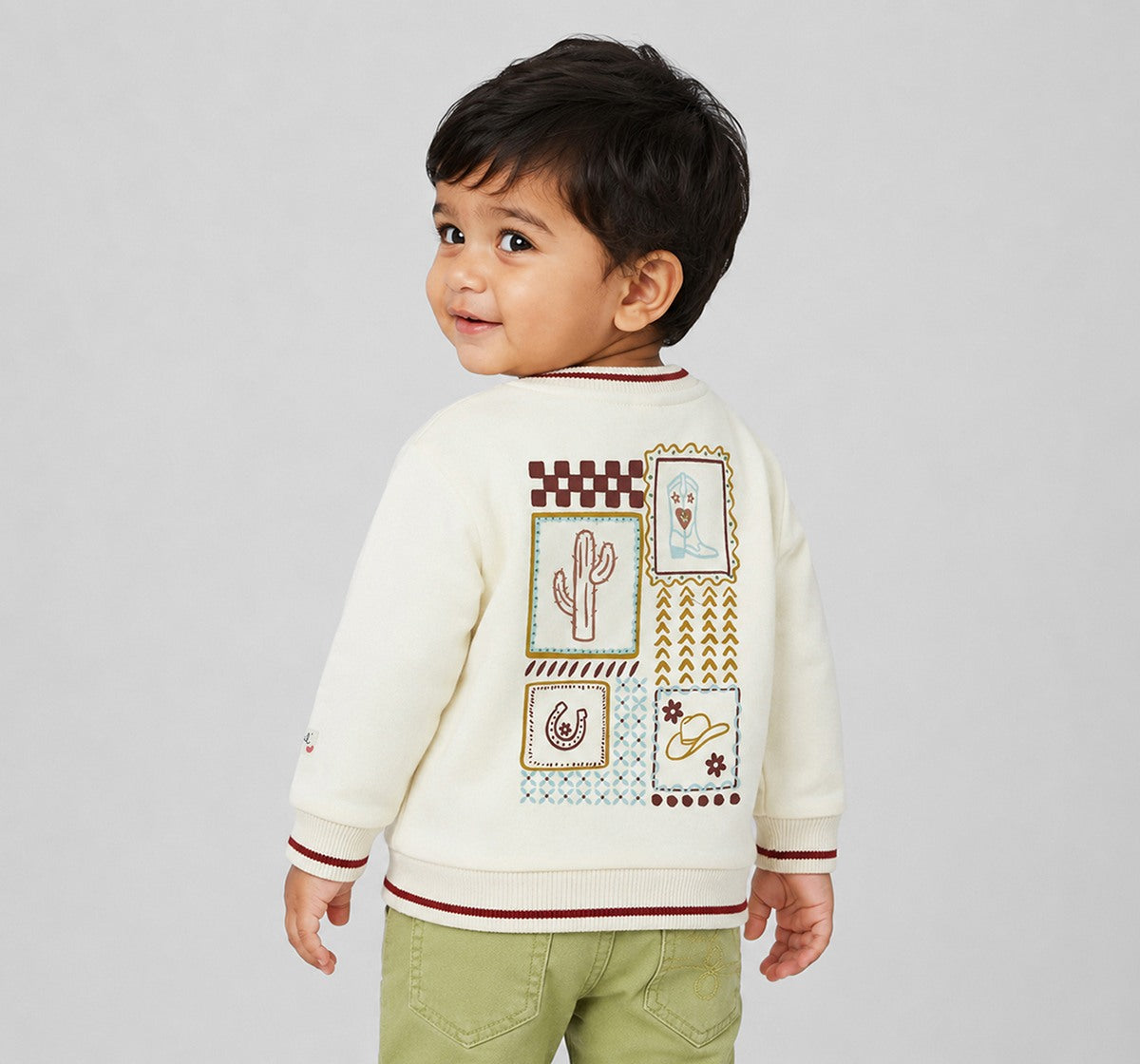 Sweatshirt with Back Print Cream